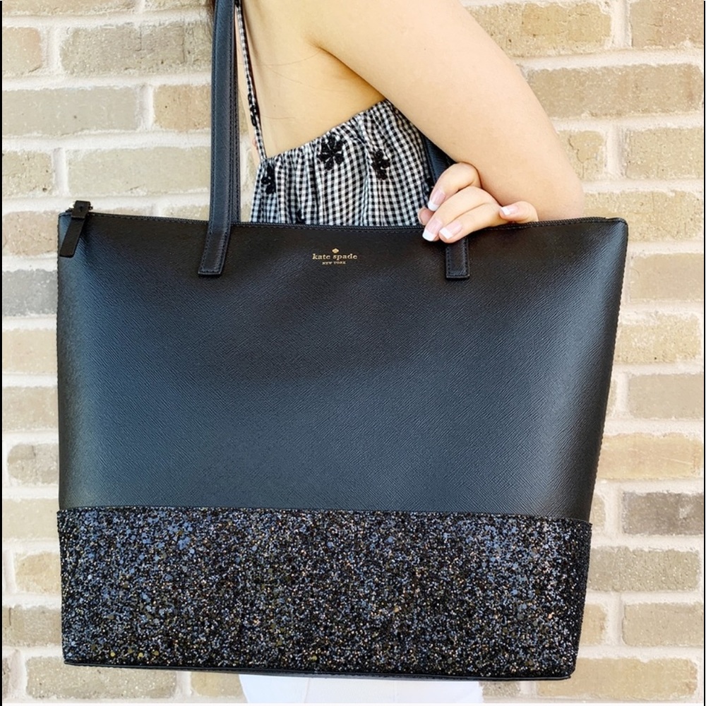 🥰NWT Kate Spade Large Glitter Tote - Picture 1 of 6
